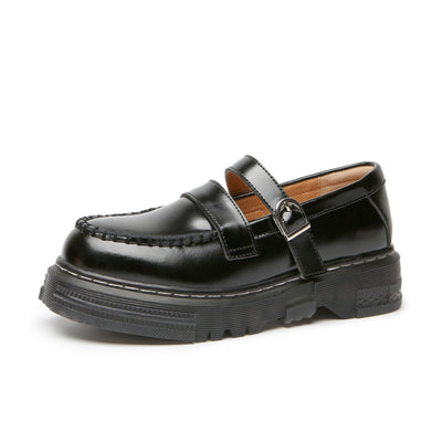 Zapatos Mary Jane Plataforma con Hebilla de Costura para Uniforme