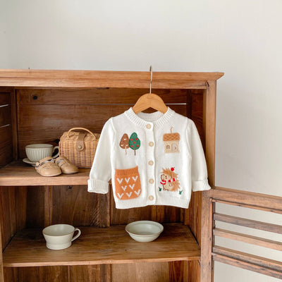 Cardigan Infantil de Algodón con Patrón de Dibujos Animados y Bordado - Image 3