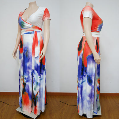 Conjunto Dos Piezas Estampado con Falda Suelta y Abertura Lateral - Image 8