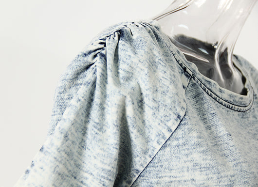 Camiseta de Mezclilla Tejida Lavada con Personalidad para Mujer - Image 5