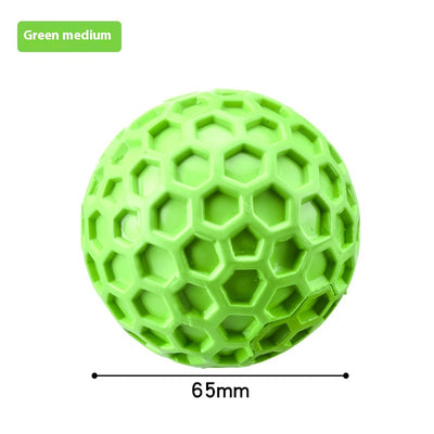 Red 65mm dog toy ball with a textured honeycomb surface, designed for vocalization, bite-resistance, and molar relief. - Image 13
