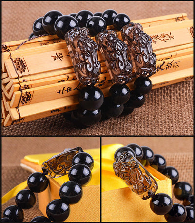Pulsera Pixiu de Obsidiana Negra Natural - Protección y Prosperidad - Image 4