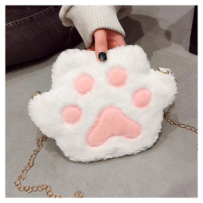 Bolso Mensajero con Diseño de Patitas de Gato y Oso Felpa - Image 4