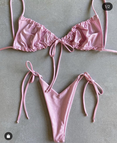 Bikini Deportivo de Tiras Ajustables en Color Sólido - Image 38