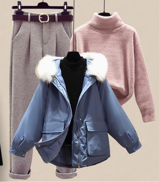 Conjunto de Sudadera Acolchada de Algodón para Mujer