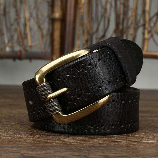 Cinturón Retro de Cuero Genuino con Diseño Calado y Hebilla Casual - Image 17