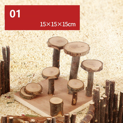 Plataforma de Madera Natural con Columpio y Cerca para Hámster - Image 19