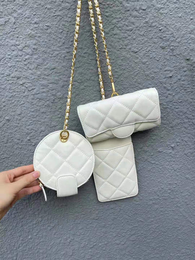 Bolso Mini Cuadrado con Cadena de Diamantes y Labial - Image 13