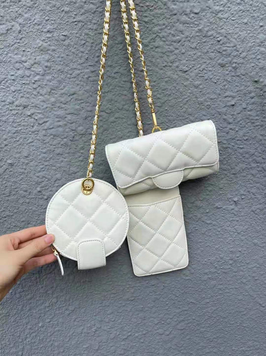 Bolso Mini Cuadrado con Cadena de Diamantes y Labial - Image 13