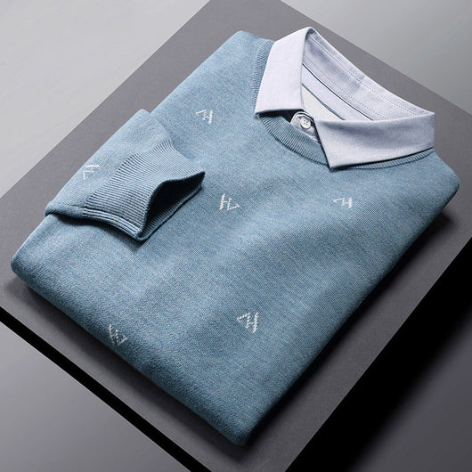 Suéter Falsa Dos Piezas con Cuello Acolchado para Hombre - Image 13