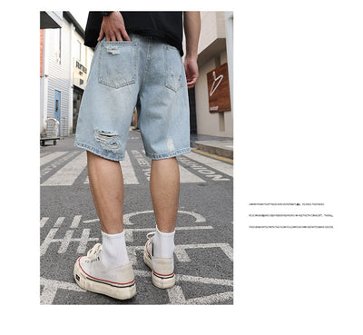 Shorts de Mezclilla Rotos Holgados Estilo Casual Desgastado - Image 14