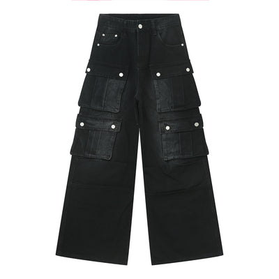 Pantalón Jean Cargo Retro de Talle Ancho con Múltiples Bolsillos - Image 7