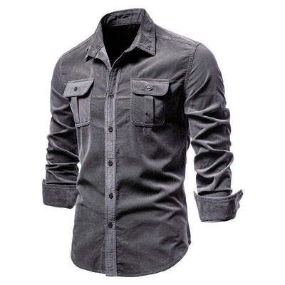 Camisa Azul de Manga Larga para Hombre - Estilo Universitario - Image 9