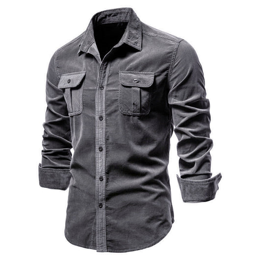Camisa Azul de Manga Larga para Hombre - Estilo Universitario - Image 9