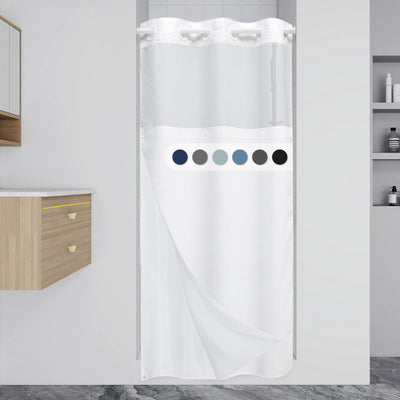 Cortina de Baño Doble Capa con Hebilla Grande - Diseño Liso y Moderno - Image 20
