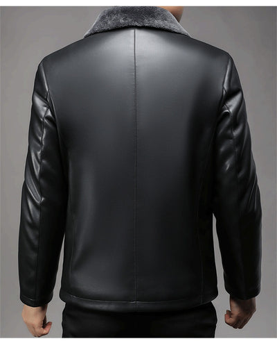 Abrigo de Cuero Premium con Cuello de Piel y Forro Polar Térmico - Image 9