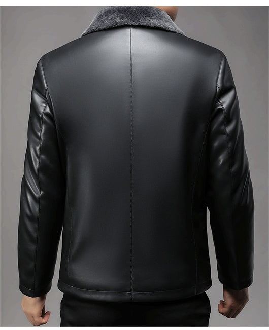 Abrigo de Cuero Premium con Cuello de Piel y Forro Polar Térmico - Image 9