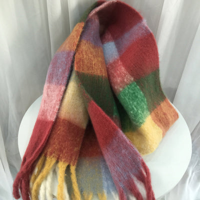 Bufanda de Cashmere a Cuadros con Rayas Coloridas para Otoño - Image 9