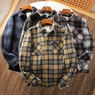 Abrigo Acolchado de Lana Escocesa con Forro Polar para Otoño e Invierno - Image 17