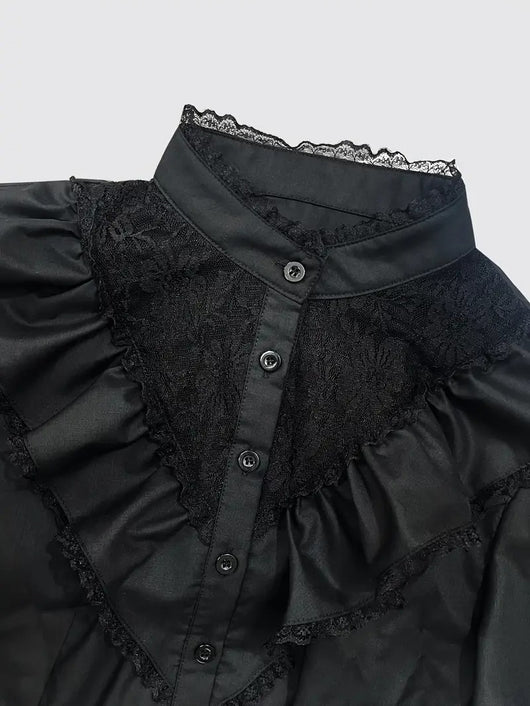 Blusa de Encaje con Botones Frontales y Diseño Exclusivo - Image 6