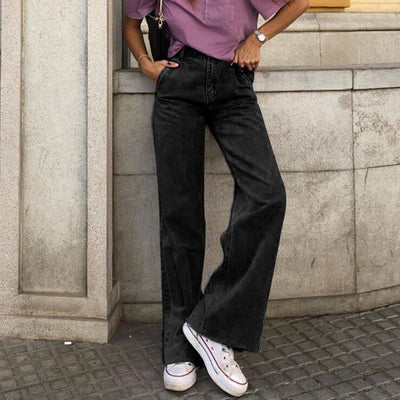 Jeans Anchos Acampanados de Tres Colores - Estilo Suelto y Moderno - Image 10