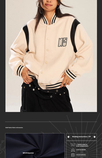 Chaqueta Universitaria de Pareja con Bordados en Contraste - Image 17