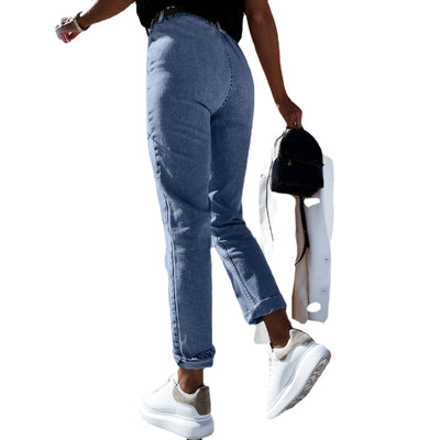 Jeans Azules Talle Alto Mujer Otoño - Corte Slim Cintura Elevada - Image 8