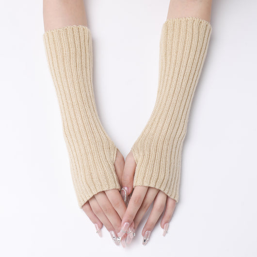 Guantes Largos Rayados de Lana para Otoño e Invierno - Mangas Calentadoras sin Dedos - Image 26