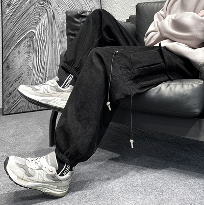 Pantalones de Trabajo Holgados Talla Grande Negro - Estilo Urbano Moderno - Image 3