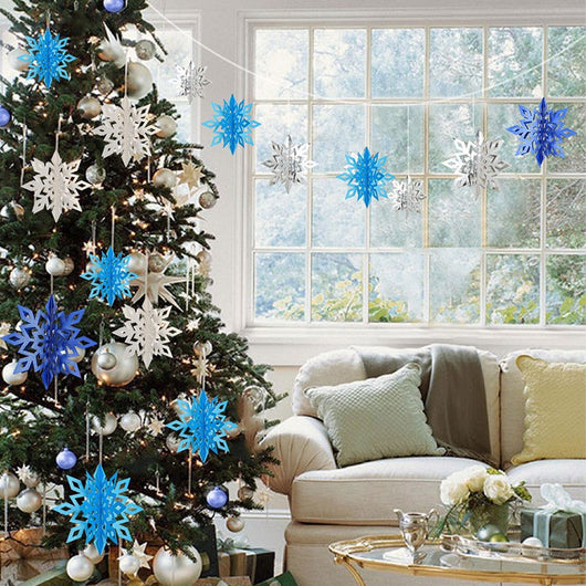 Set 6 Adornos Navideños 3D Recortables Copo de Nieve - Decoraciones Colgantes para Árbol y Hogar