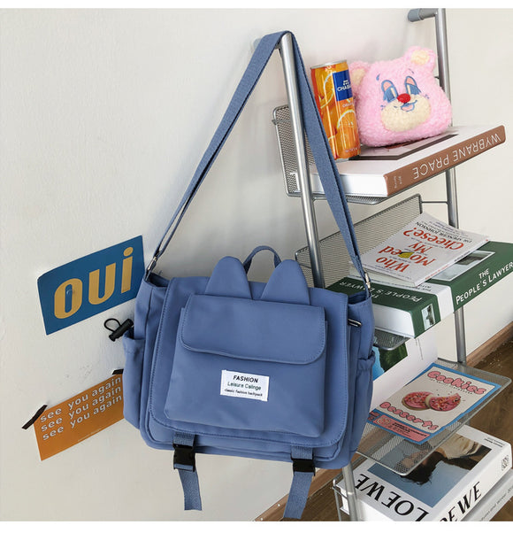 Bolsa Crossbody Escolar Mori Style - Bolso Bandolera Nylon Minimalista para Mujer
