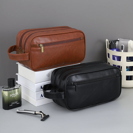 Bolsa de Aseo Viaje Doble Compartimento Cuero PU Hombre