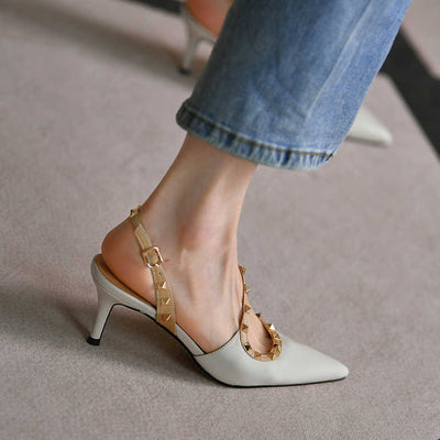 Sandalias Stiletto de Cuero de Oveja con Punta Afilada y Tacón Alto - Image 7