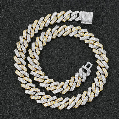 Cadena Cubana 14mm Chapada en Zirconia - Estilo Europeo y Americano