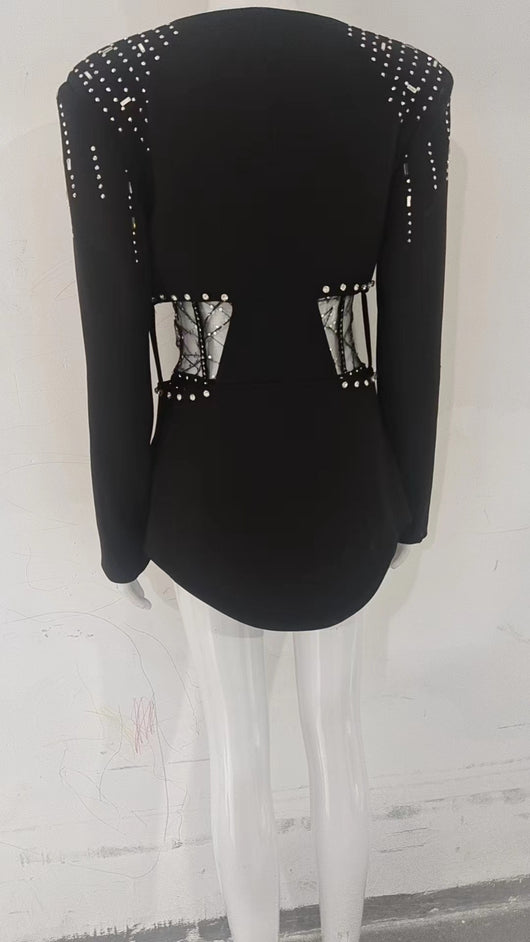 Conjunto Dos Piezas Ajustado con Cutout y Strass - Manga Larga Reductora - Image 23