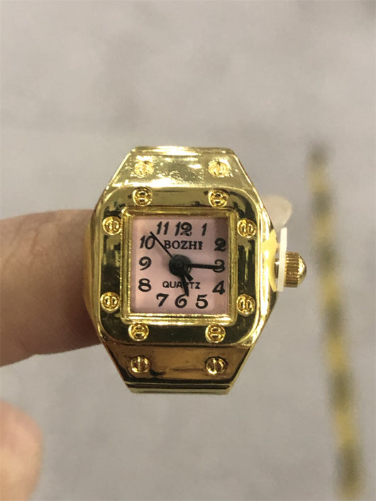 Reloj Anillo Cuadrado Dorado de Diseño Minimalista Elegante - Image 5