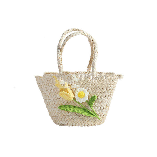 Bolsa de Playa Tulipanes Costeros con Asa de Paja