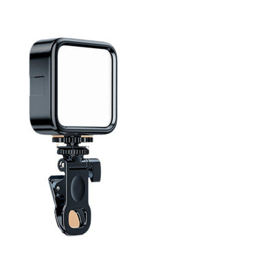 Black mobile phone fill light with two LED panels, mounted on a selfie stick adapter for portable use. - Image 4