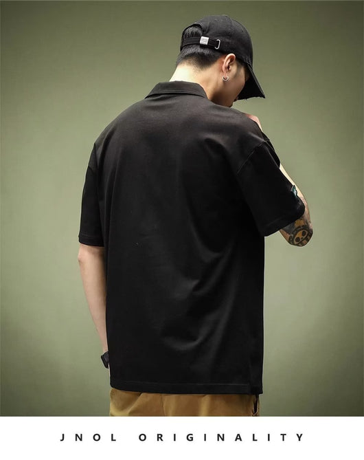 Camisa Casual Americana Suelta de Solapa Ancha Manga Corta para Hombre - Image 14