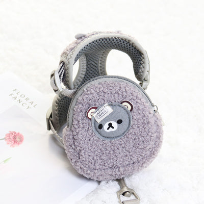 Mochila de Mascotas Fleece con Arnés Pecho y Cuerda de Tracción - Image 3