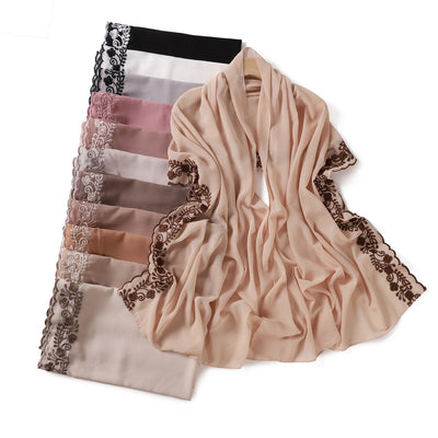 Pañuelo de Gasa Ligero en Colores Sólidos para Mujer - Image 34