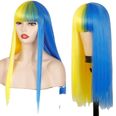 Peluca Cosplay Bicolor con Flequillo Liso - Doble Tono - Image 5