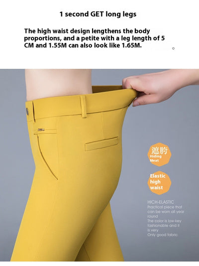 Pantalones Casuales Coreanos Cintura Alta Elásticos Ajustados Efecto Adelgazante - Image 15