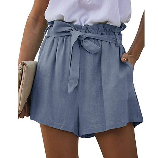 Shorts Anchos Casuales para Mujer con Bolsillos, Cintura Elástica y Cordones - Image 4