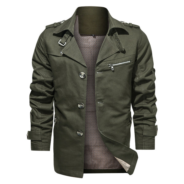 Chaqueta Casual de Algodón con Solapa - Corte Medio para Hombre