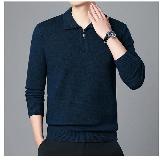 Suéter de Lana 100% Premium con Cuello Solapa - Manga Larga Tejida para Hombre - Image 33
