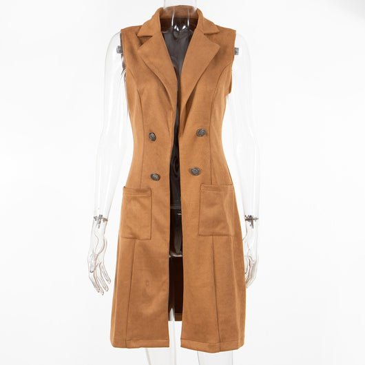 Chaleco de Ante Slim Fit Retro Elegante para Mujer - Image 14