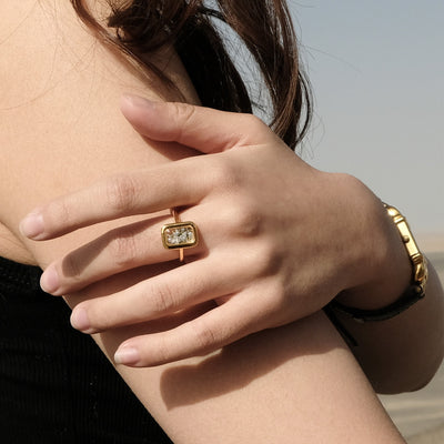 Anillo de Pareja Retro Cuadrado para Dedo Índice - Diseño Emocional Minimalista - Image 8