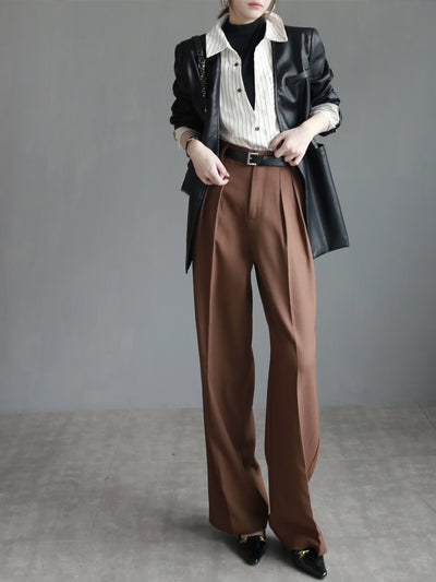 Pantalones de Talle Alto Mujer Pierna Ancha Recta Elegantes - Image 13
