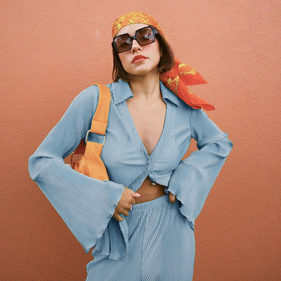 Blusa Retro con Pliegues Manga Larga para Mujer Primavera - Image 23